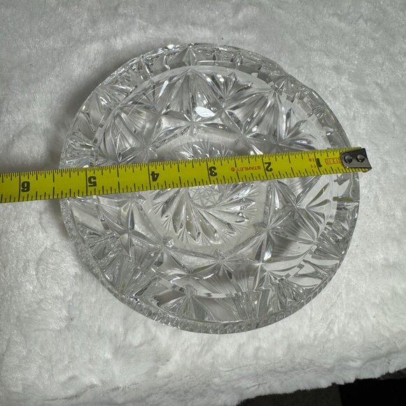 Vintage Lead Crystal Cut Clear Glass Cigar Cigarette Ashtray Heavy - Picture 7 of 7